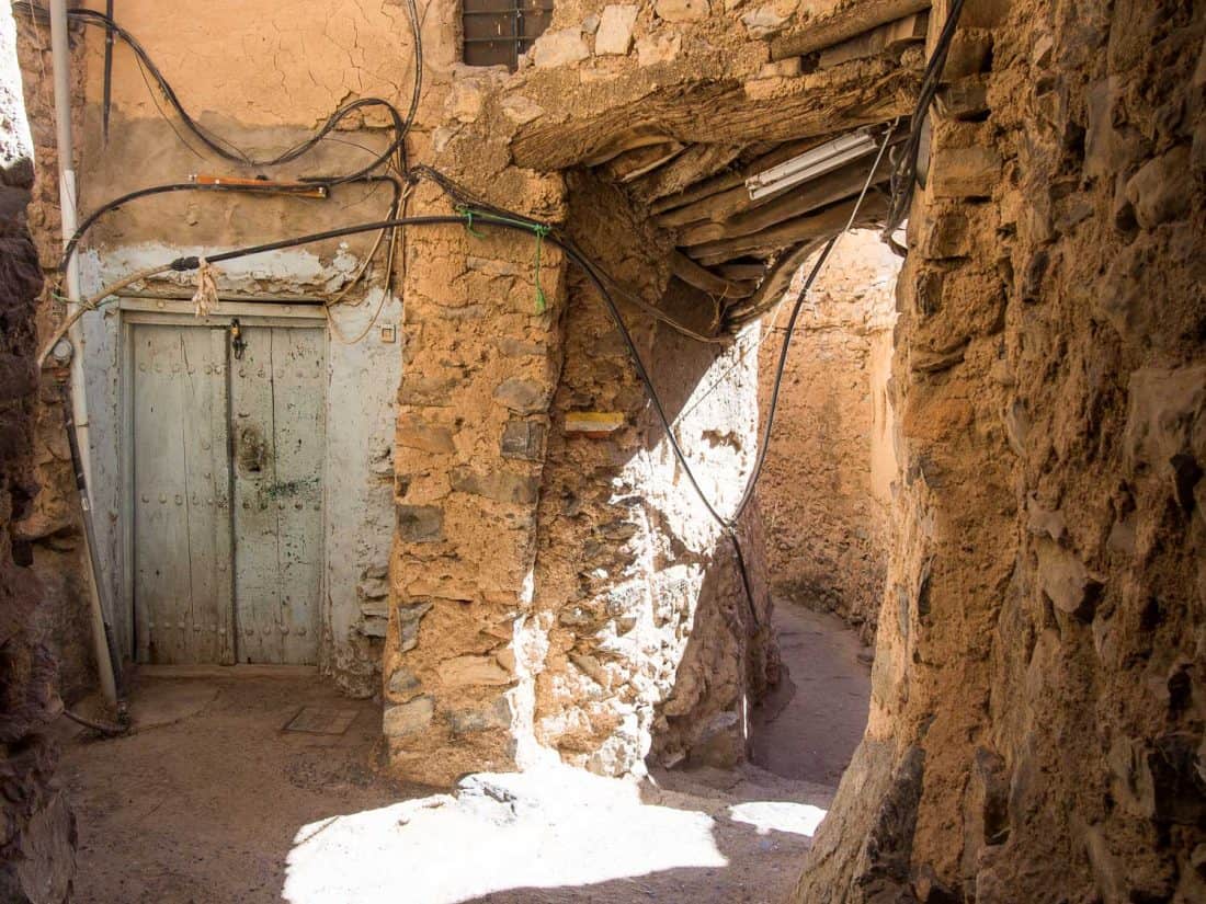 The narrow winding streets of Misfat al Abryeen, Oman