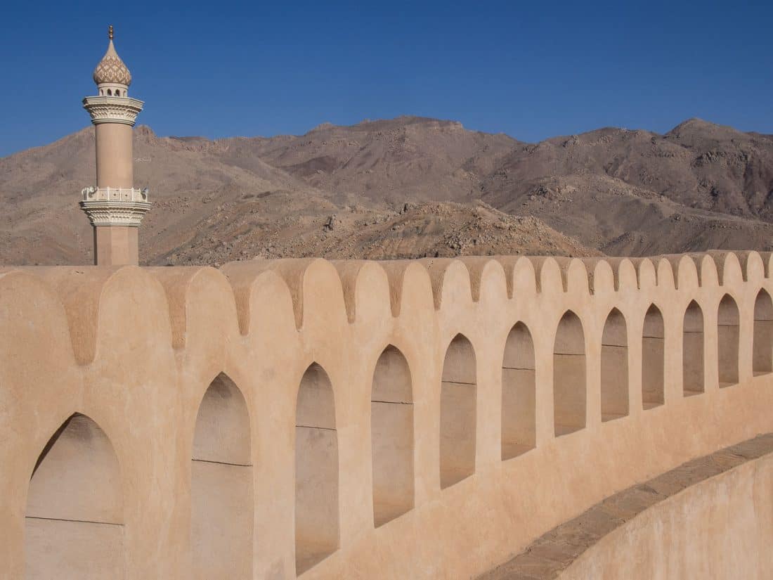 Nizwa Fort surrounded by mountains, Oman