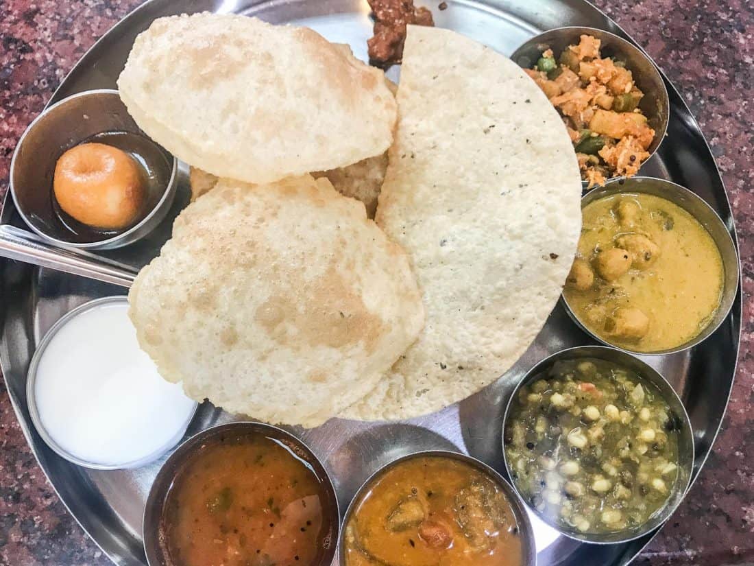 Vegetarian Indian thali at Welcome Restaurant in Mutrah, Muscat