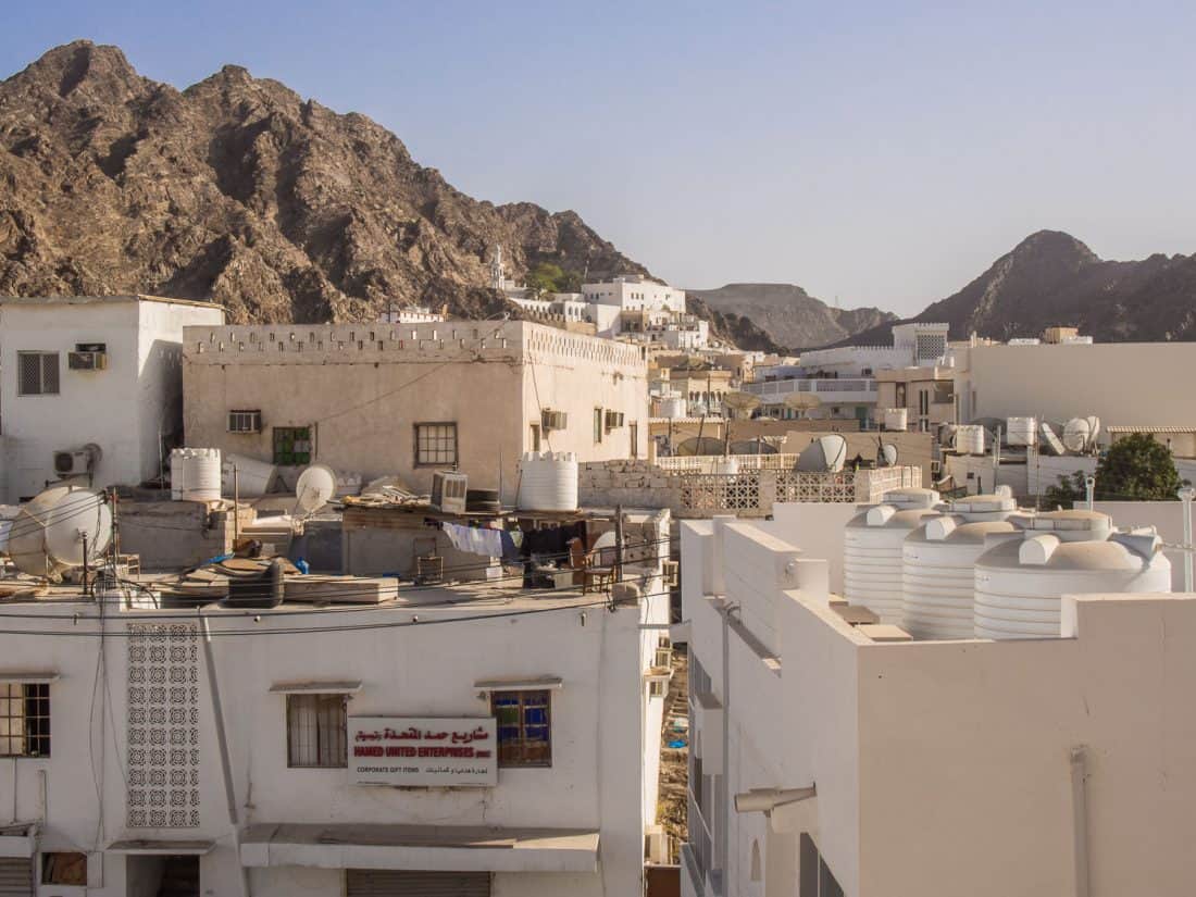 The view from our room at Mutrah Hotel, Muscat, Oman