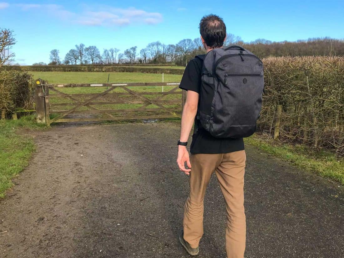 Simon with his Tortuga Setout backpack