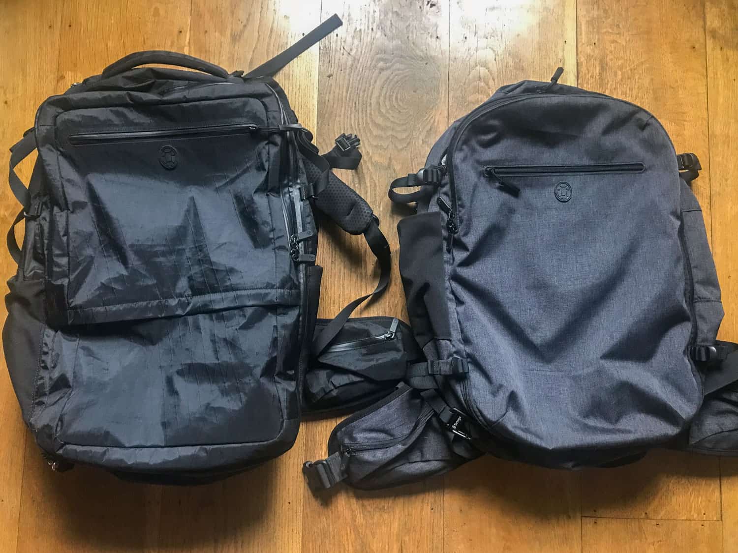 The front of the Outbreaker and Setout backpacks compared
