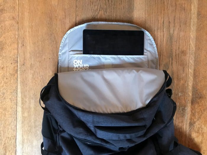 The tablet sleeve on the Setout backpack by Tortuga