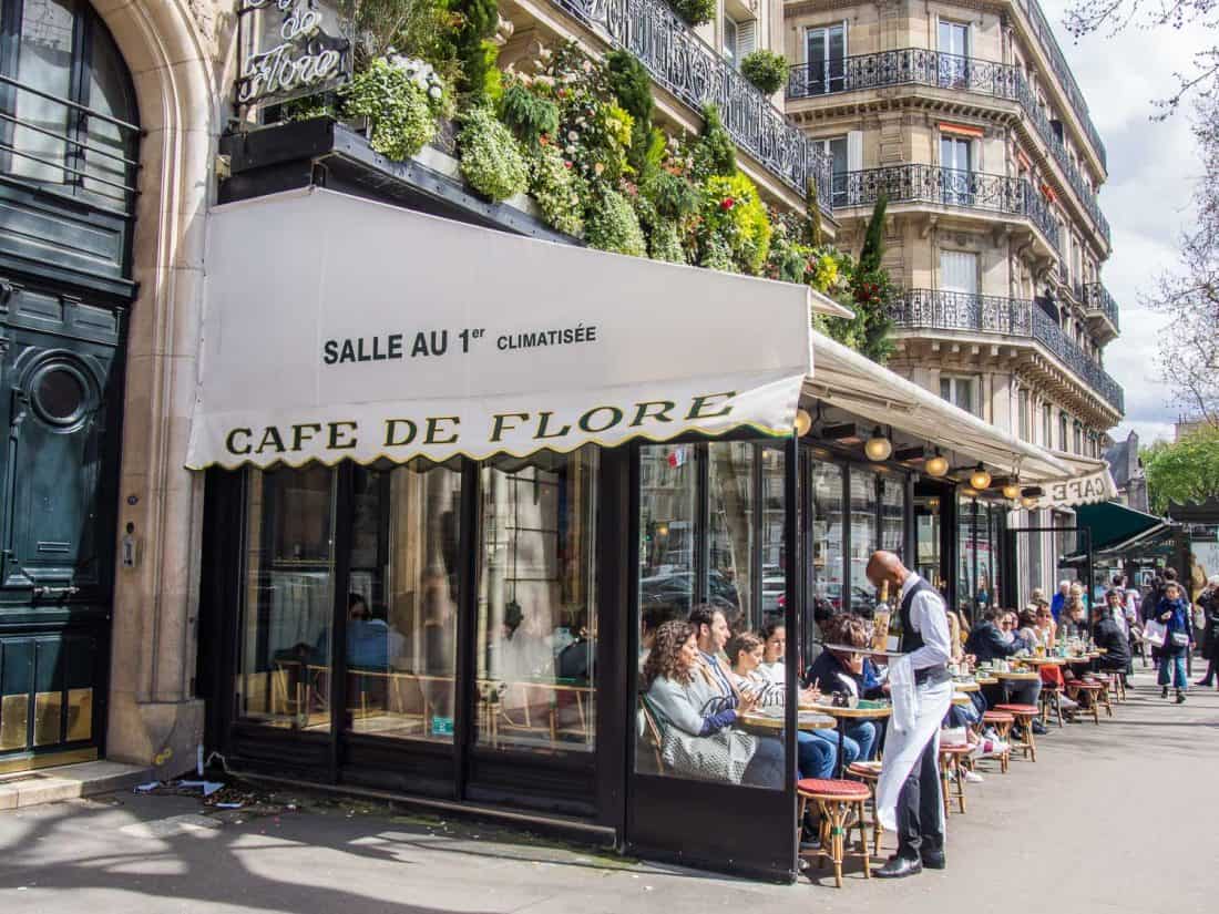 Cafe de Flore in Saint Germain, a stylish neighbourhood in Paris, France