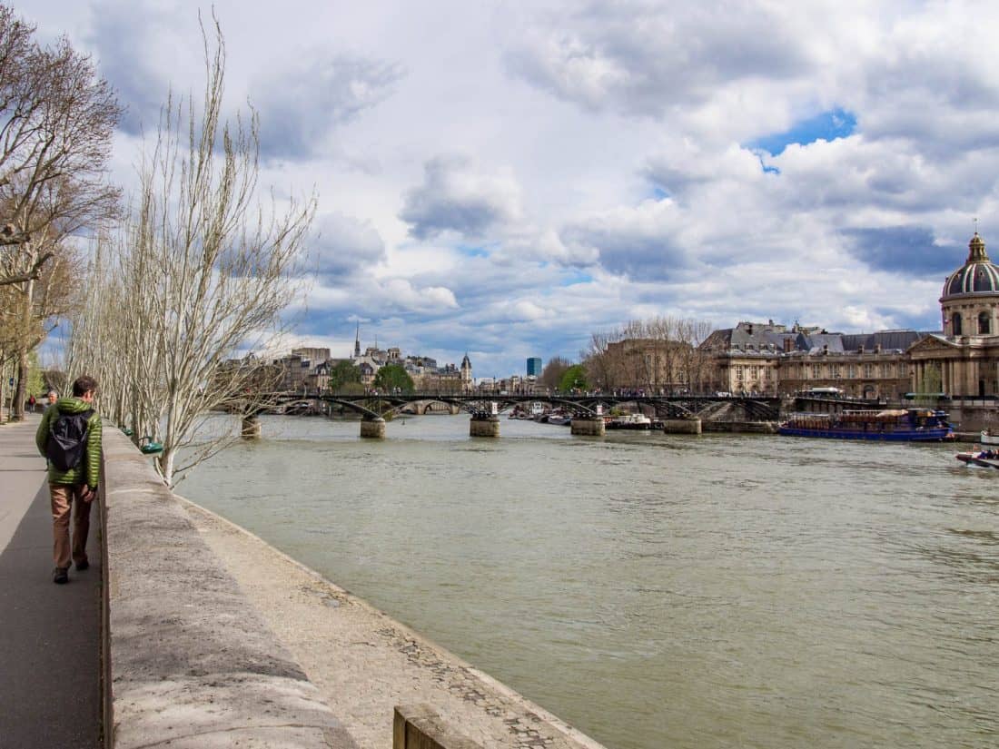 Simon strolling along the Seine, Paris, France