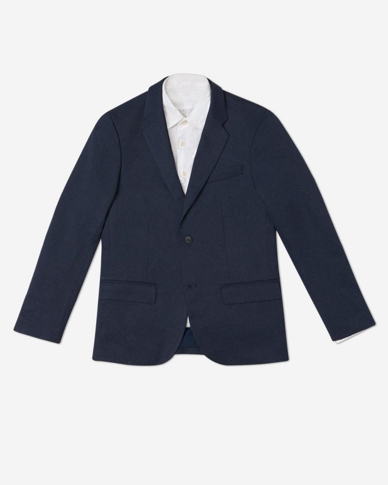 The navy version of the Bluffworks blazer