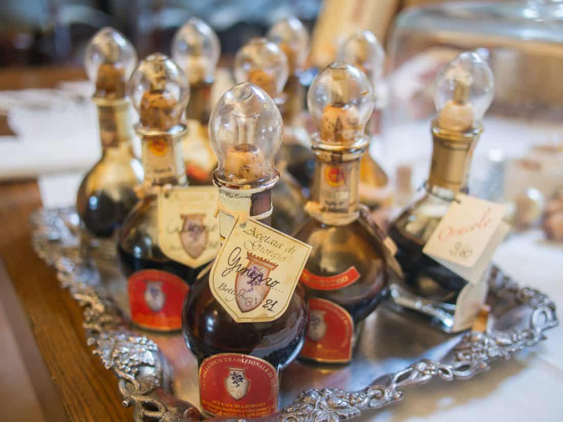 The range of balsamic vinegars at Acetaia di Giorgio