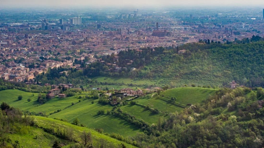 The view from the top of the Santuario di Madonna di San Luca