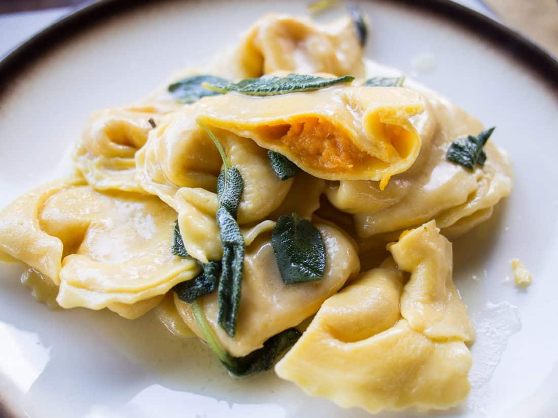 Cappellacci di zucca (pumpkin stuffed pasta) in Ferrara