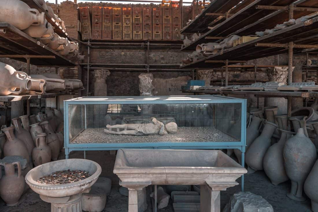 Plaster cast of a child, Pompeii, Italy