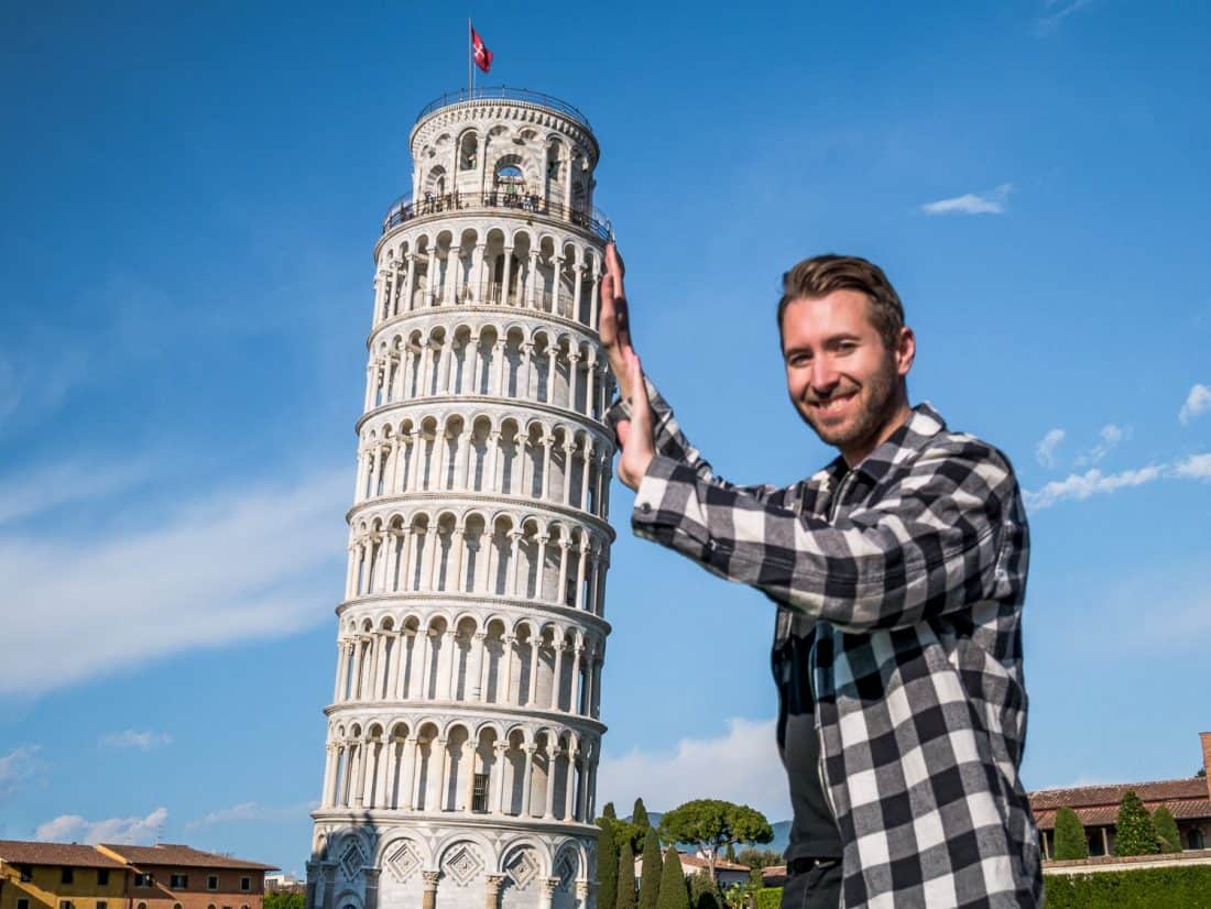 Fun photos at the leaning tower of Pisa, Italy