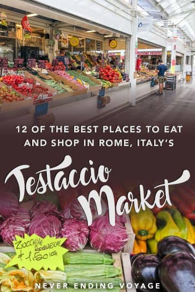 With over a hundred stalls, there is PLENTY for an Italian food lover to find in Rome's Testaccio Market. To get you started, are 12 of the best places to eat and shop. #rome #italy #testaccio #testacciomarket #italyfood #italytravel #rometravel #europe #europetravel