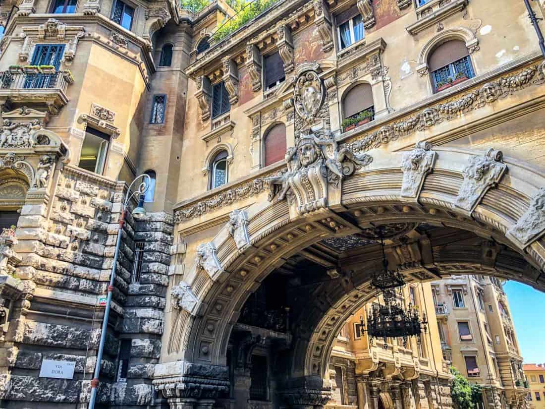 Baroque architecture in Quartiere Coppede in Rome, Italy