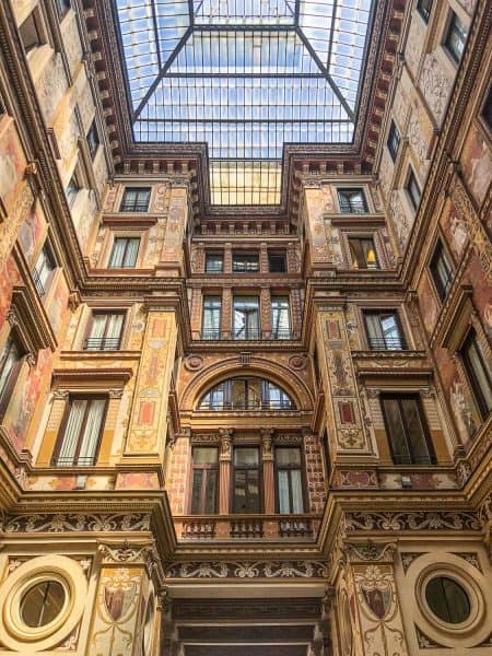 Art Nouveau facade of Galleria Sciarra, one of the best Rome off the beaten path attractions, Italy