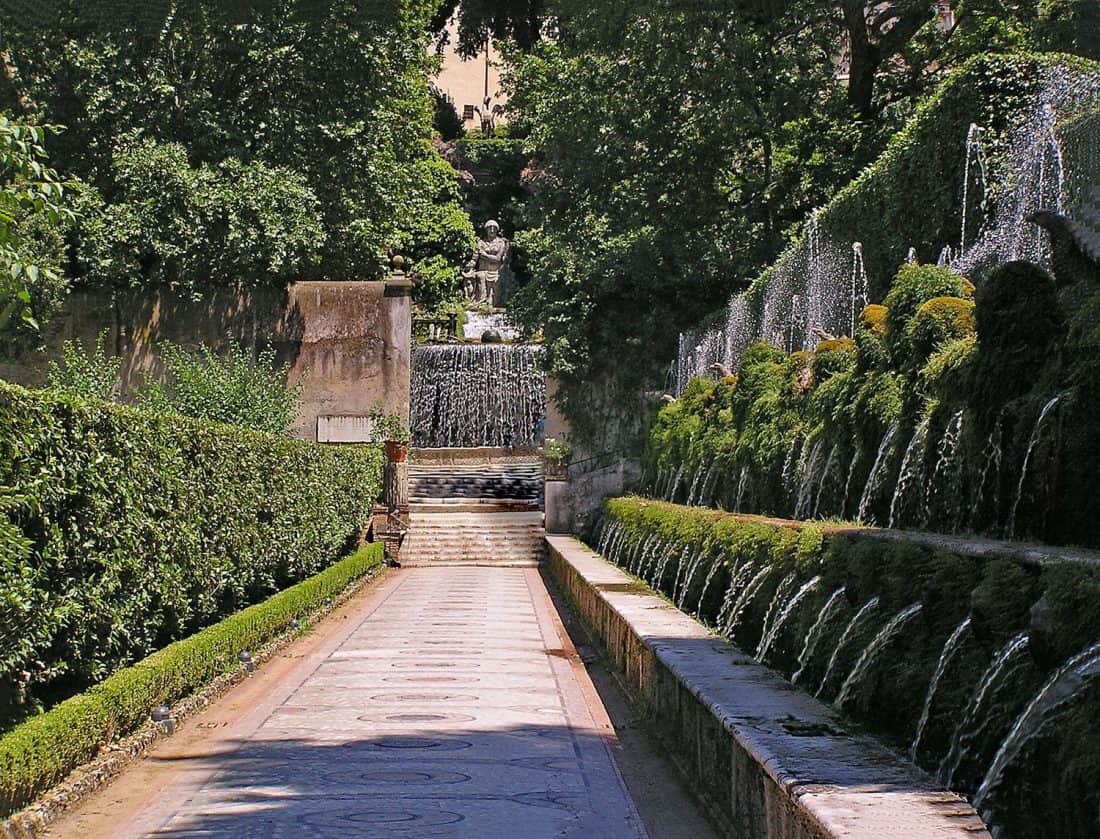 Villa d'Este with its dramatic water fountains in Tivoli near Rome, Italy