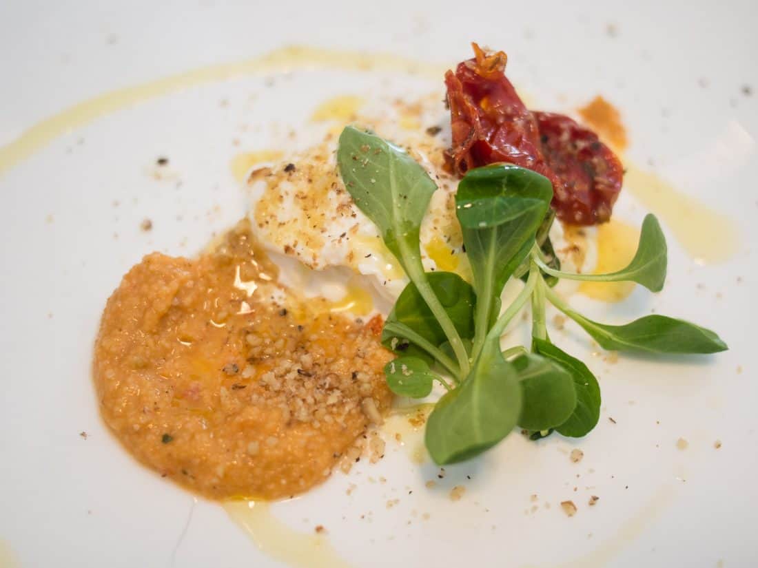 Innovative caprese salad at Li Jalantuumene restaurant in Monte Sant'Angelo in the Gargano Peninsula Italy