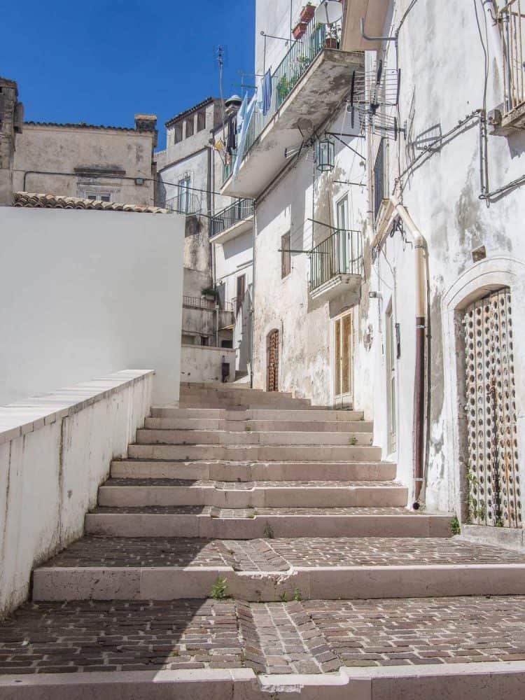 Stairs in the old town of Monte Sant'Angelo in the Gargano Italy,