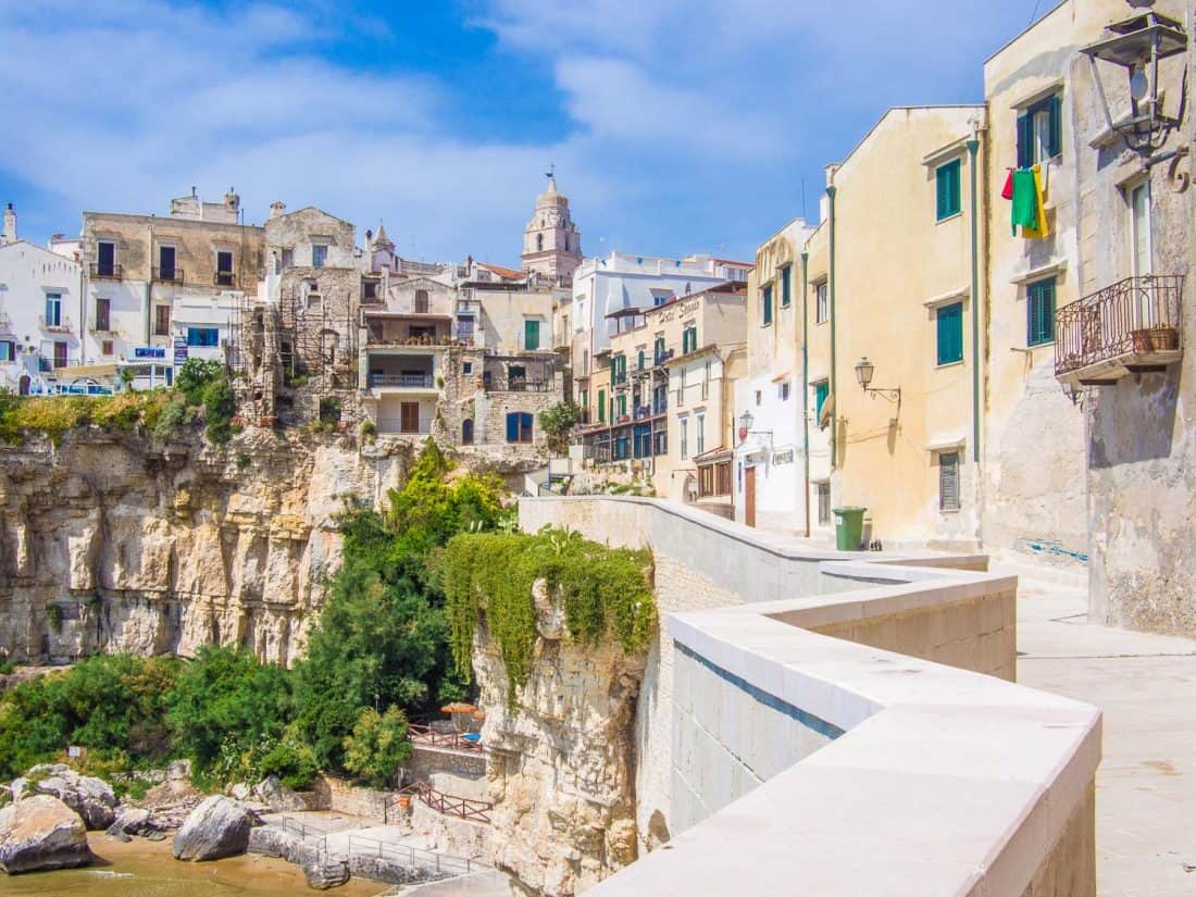 View from Via Ripe in Vieste old town in Puglia, Italy