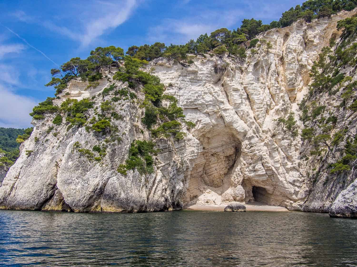 Cliffs near Vieste seem on the grotto and cave boat tour