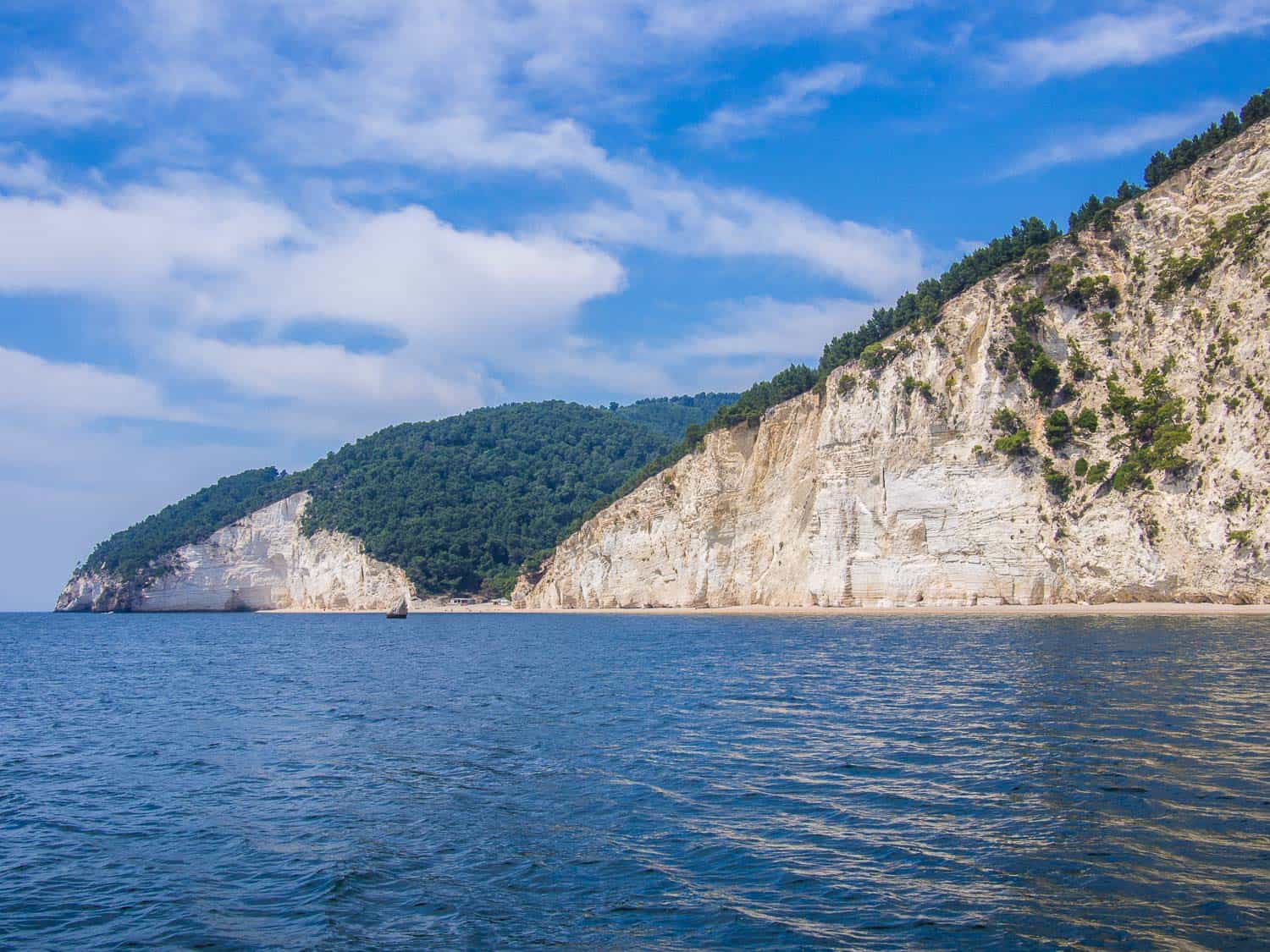 Beach views on the boat tour to the grottoes - one of the best things to do in Vieste Italy