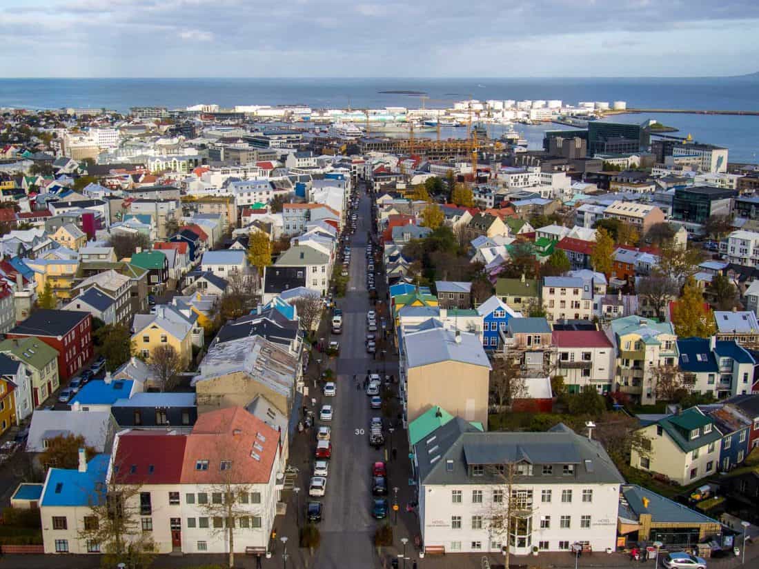 Reykjavik view from Hallgrímskirkja church tower, Iceland