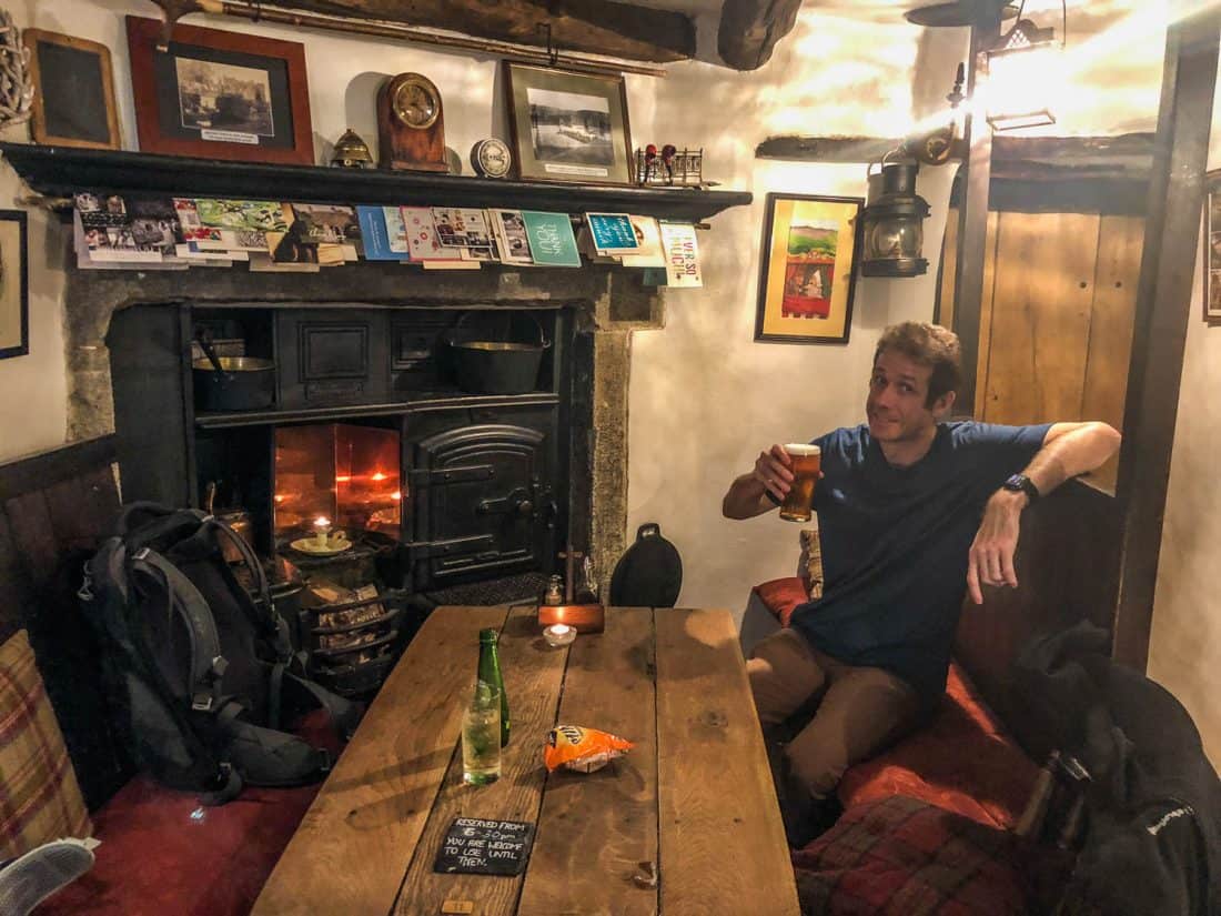 Fireplace nook at The Craven Arms in Appletreewick, Dales Way, Yorkshire Dales, England