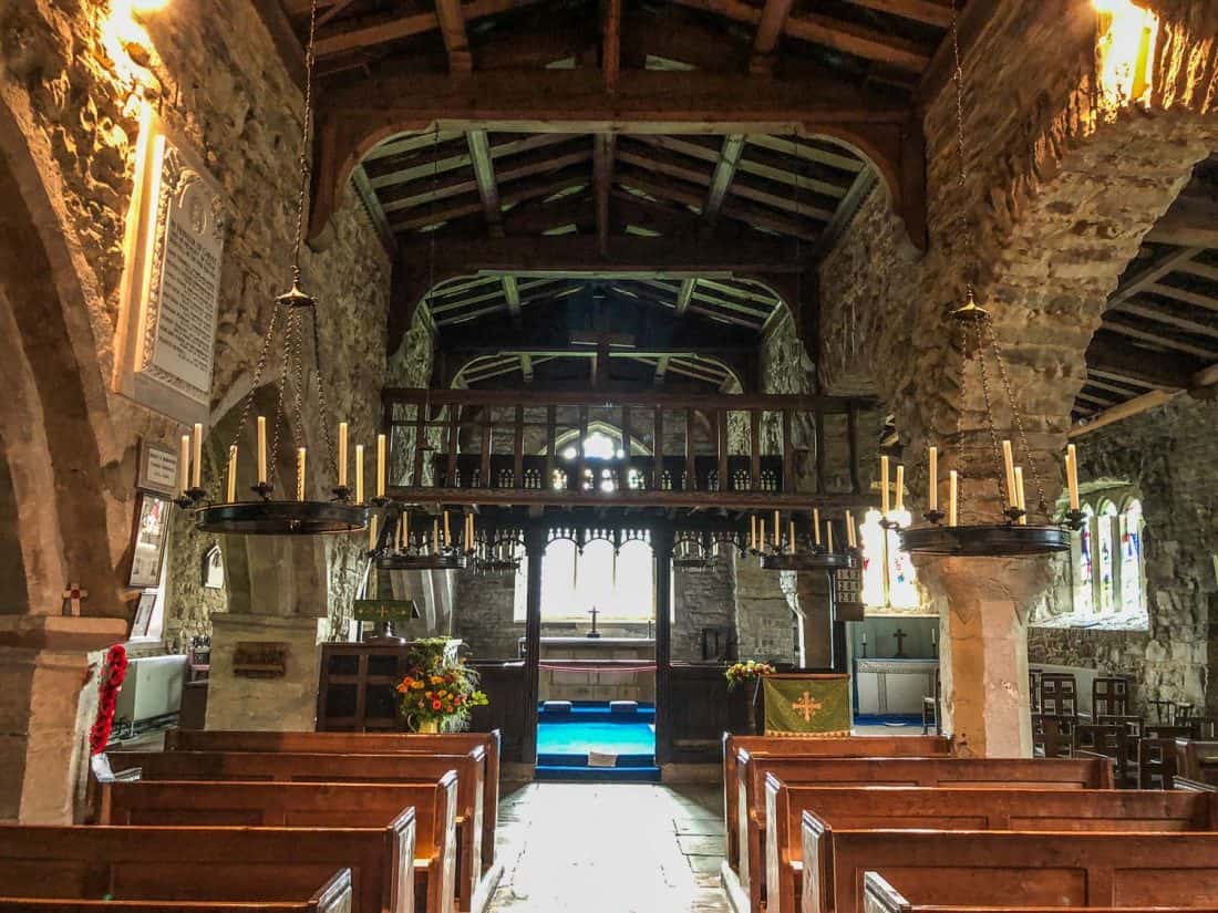 Wooden rood loft at St Michael and All Angels Church in Hubberholme on the Dales Way in Yorkshire, England