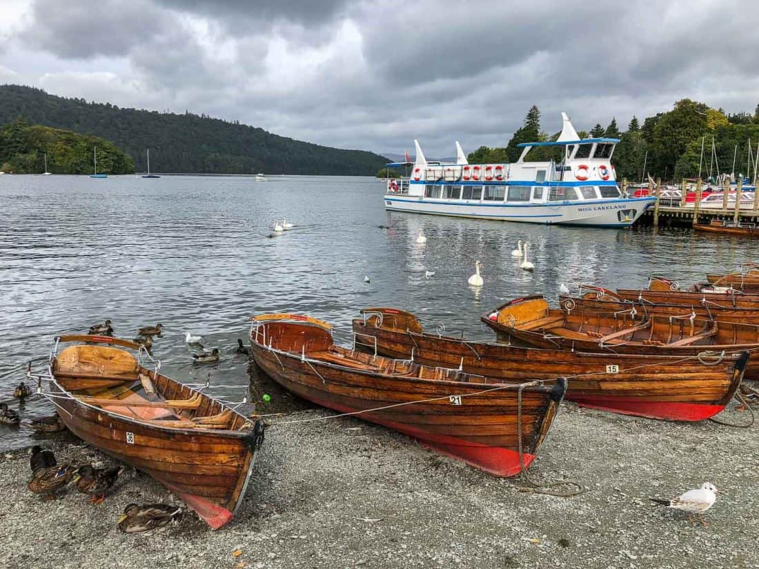 Wooden boats at Lake Windermere at Bowness, Lake District, England