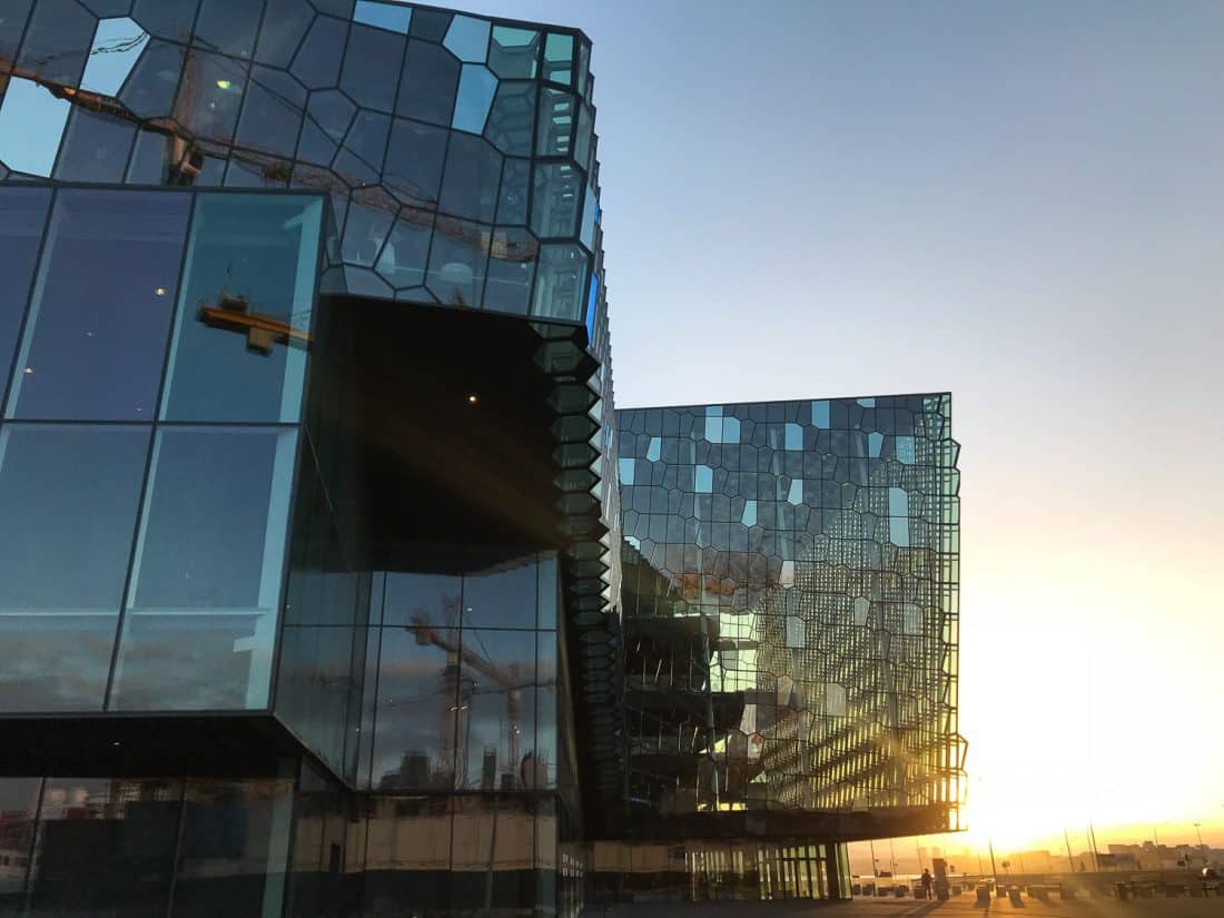 Harpa concert hall, Reykjavik at sunrise, Iceland