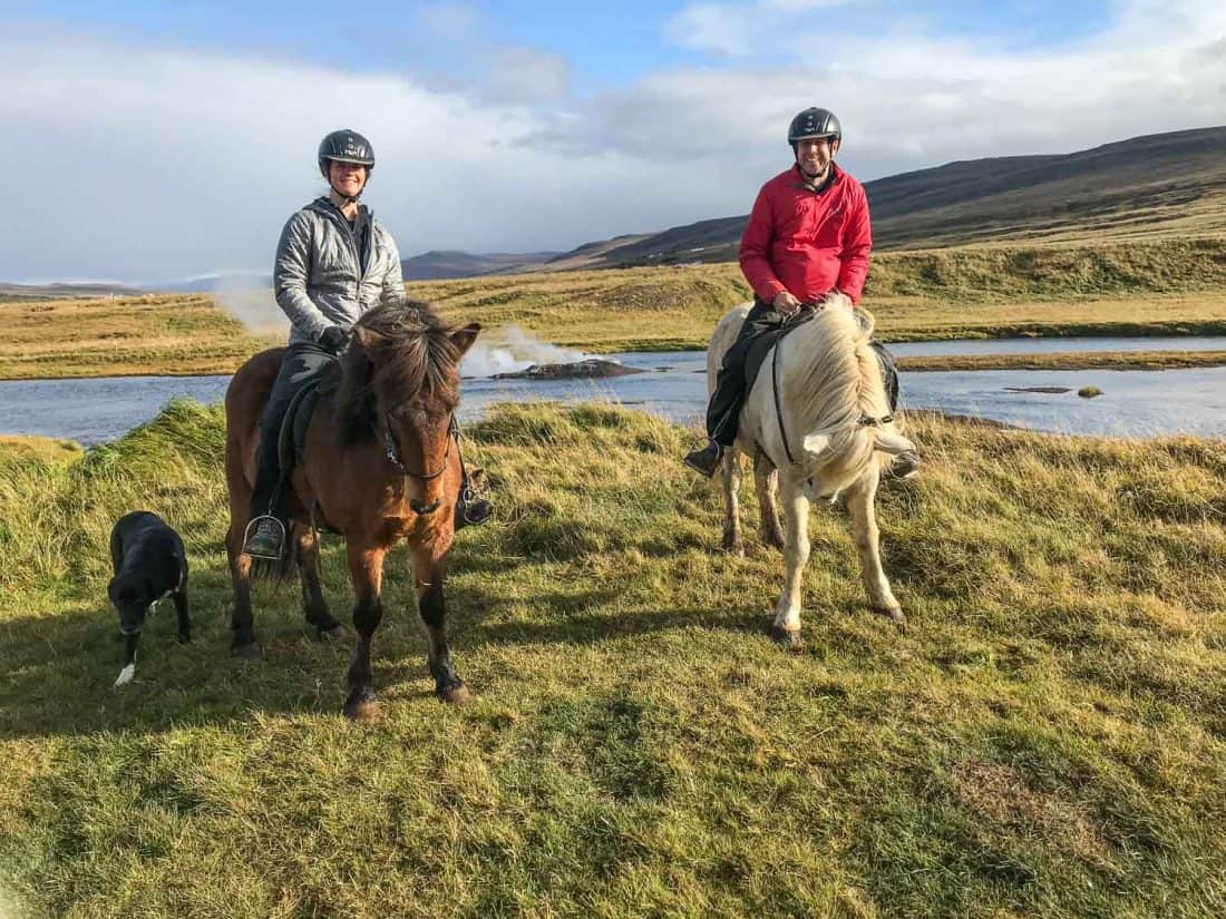 Horse riding Icelandic horses at Sturlureykir Horse Farm near Husafell in West Iceland