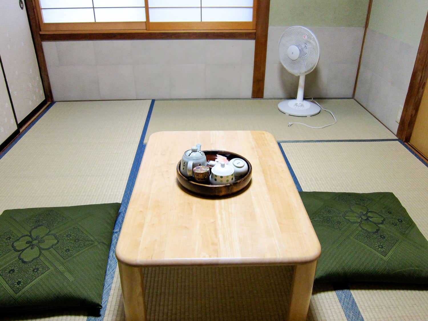 Tatami room in a minshuku, which are great places to stay in Japan if you can't afford a ryokan (traditional inn)
