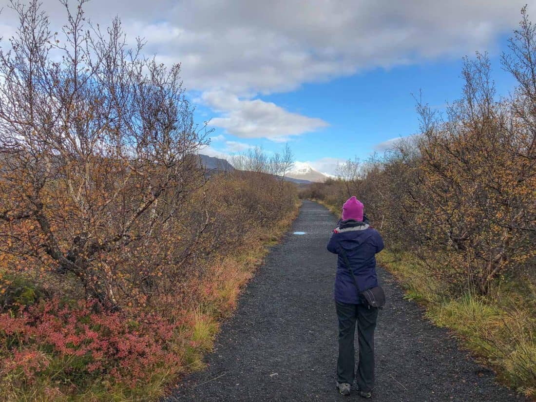 Iceland packing list - Erin in hiking trousers and waterproof jacket