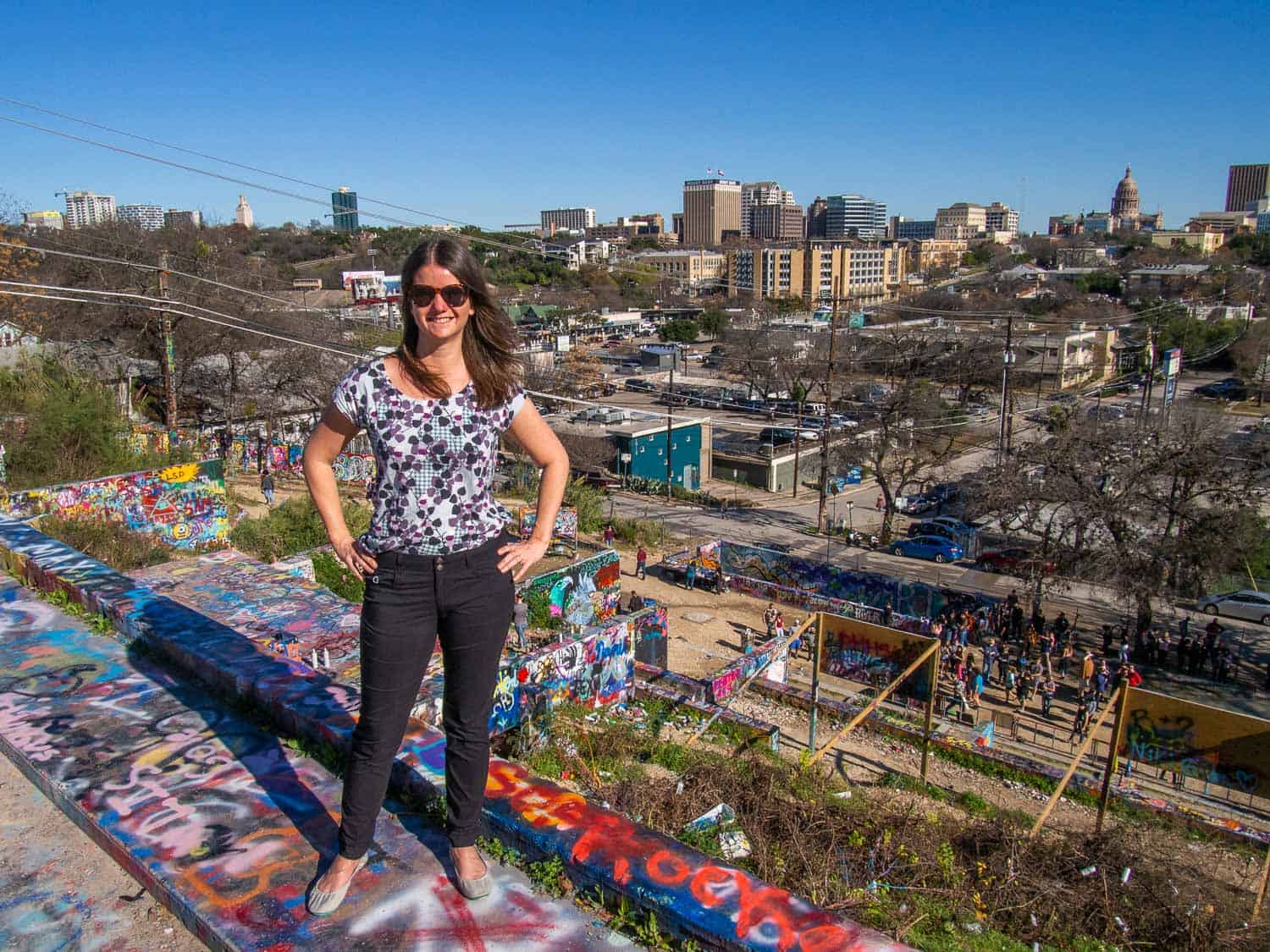 Wearing my Anatomie Luisa pants at the Hope Outdoor street art gallery in Austin