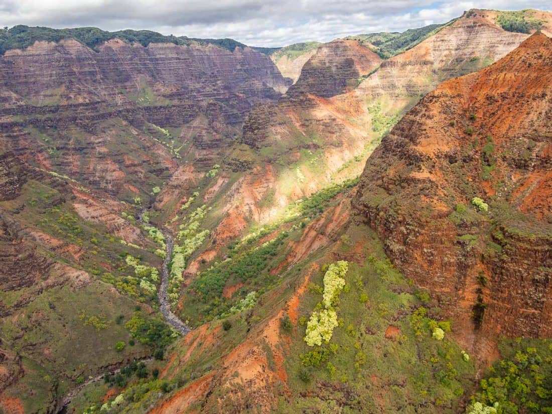 Waimea Canyon on a doors off helicopter Kauai tour with Jack Harter in Hawaii