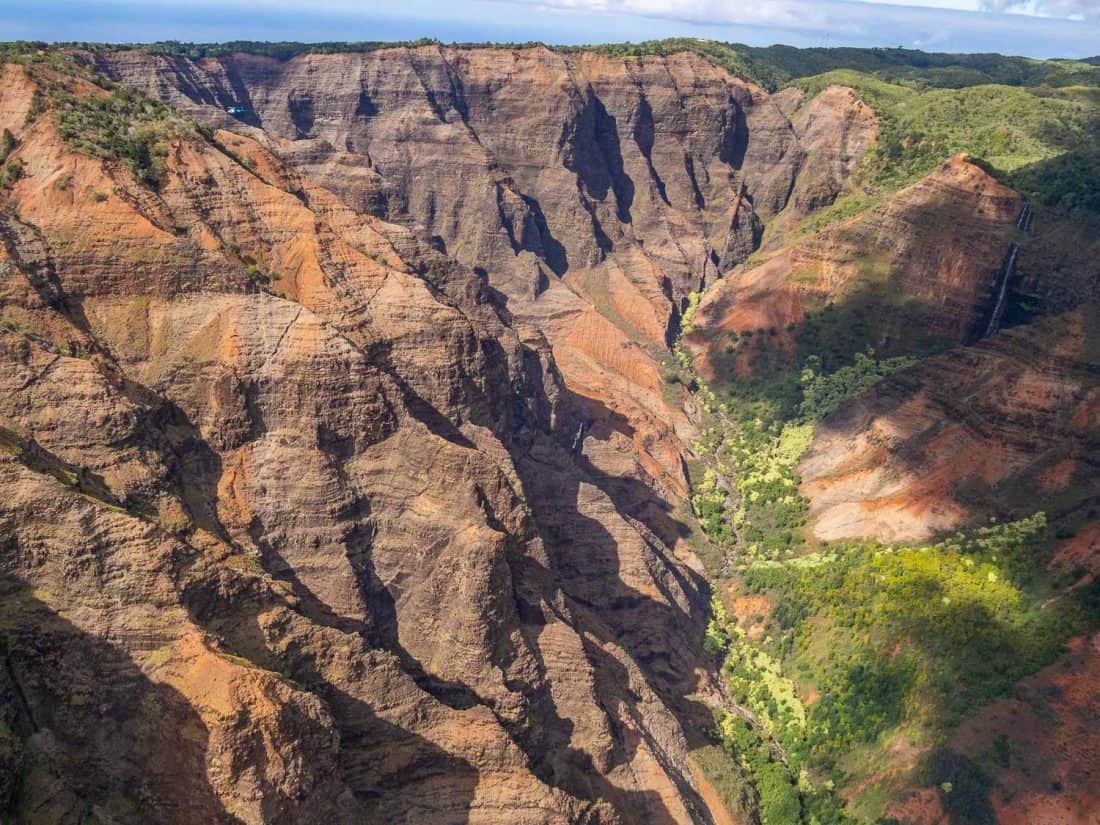 Waimea Canyon on a doors off helicopter Kauai tour with Jack Harter in Hawaii