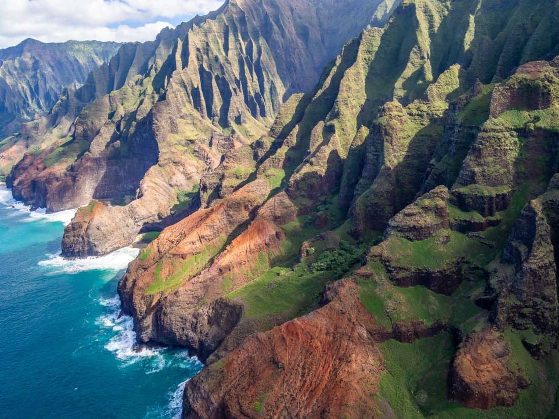 The stunning Napali coast on Kauai on a doors off helicopter tour with Jack Harter