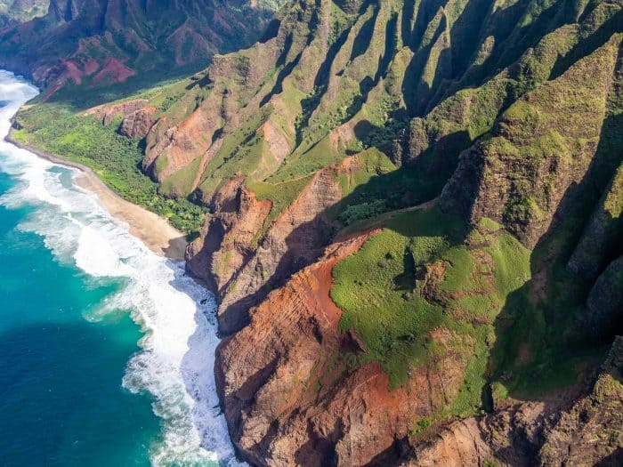 The Napali Coast on a doors off helicopter Kauai trip - a review of Jack Harter's doors off helicopter tours