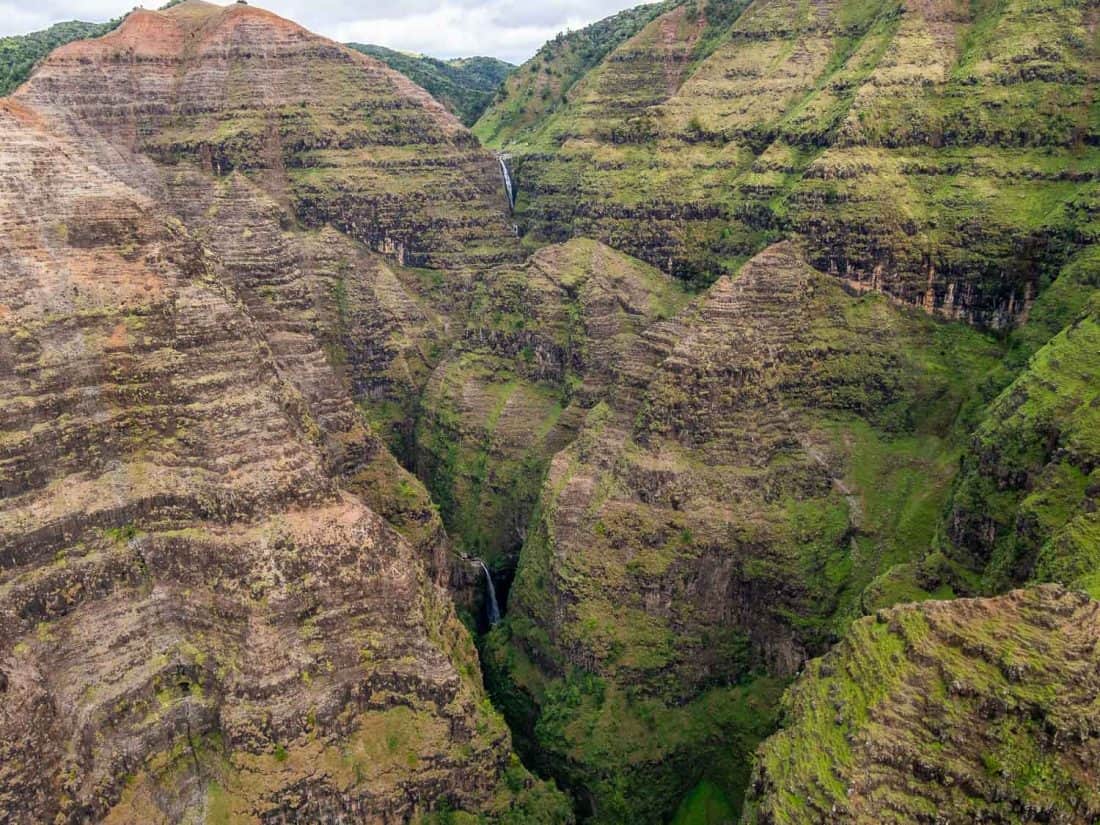 Olokele Canyon on a Jack Harter doors off helicopter tour of Kauai island, Hawaii