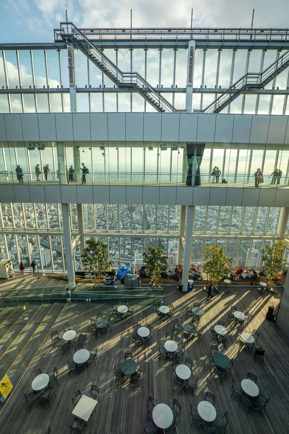 View of the Sky Garden from the 60th floor at Harukas 300 Osaka observatory