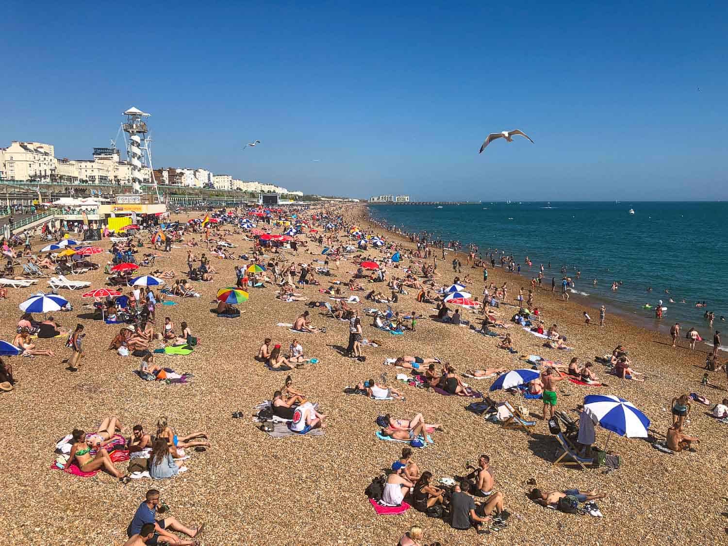Brighton beach on a sunny day