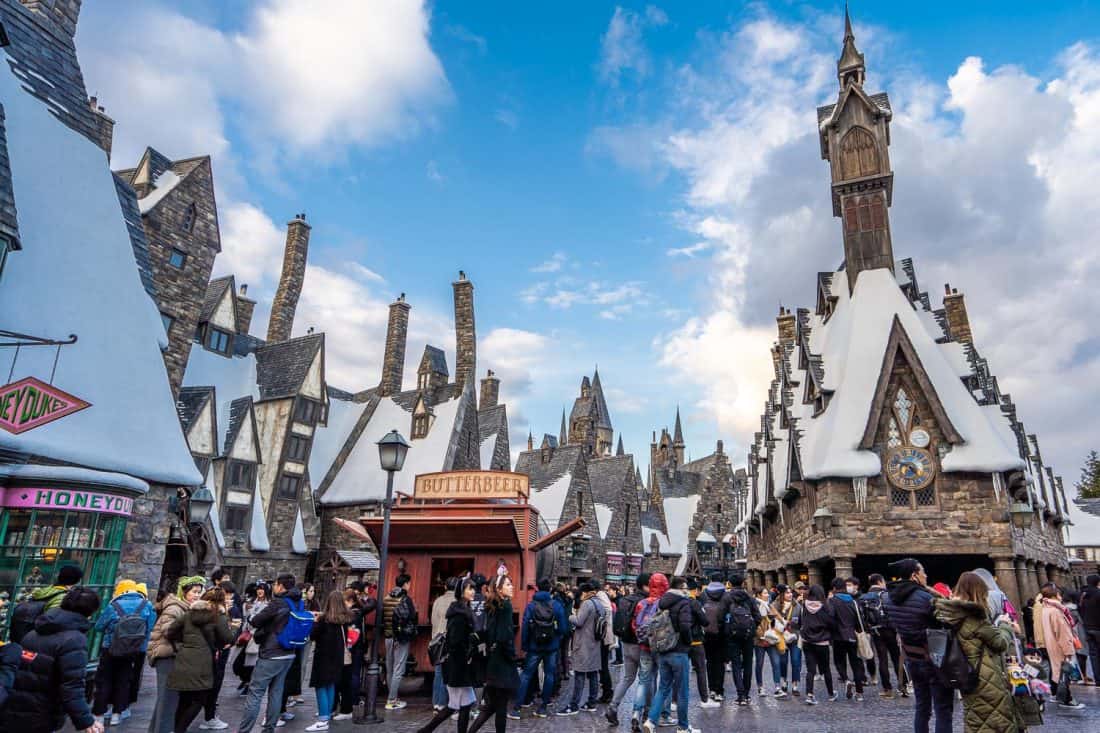 Hogsmeade village at The Wizarding World of Harry Potter at Universal Studios Japan in Osaka