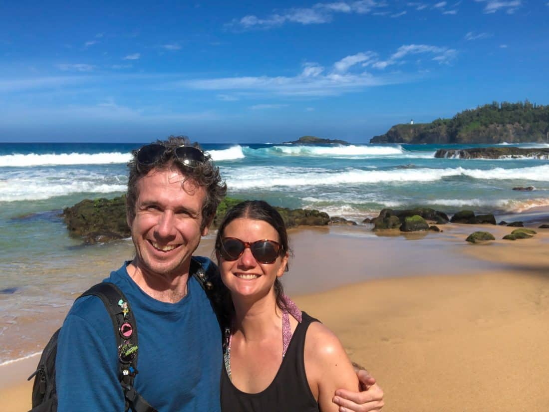 Simon and Erin at at Secret Beach, Kauai