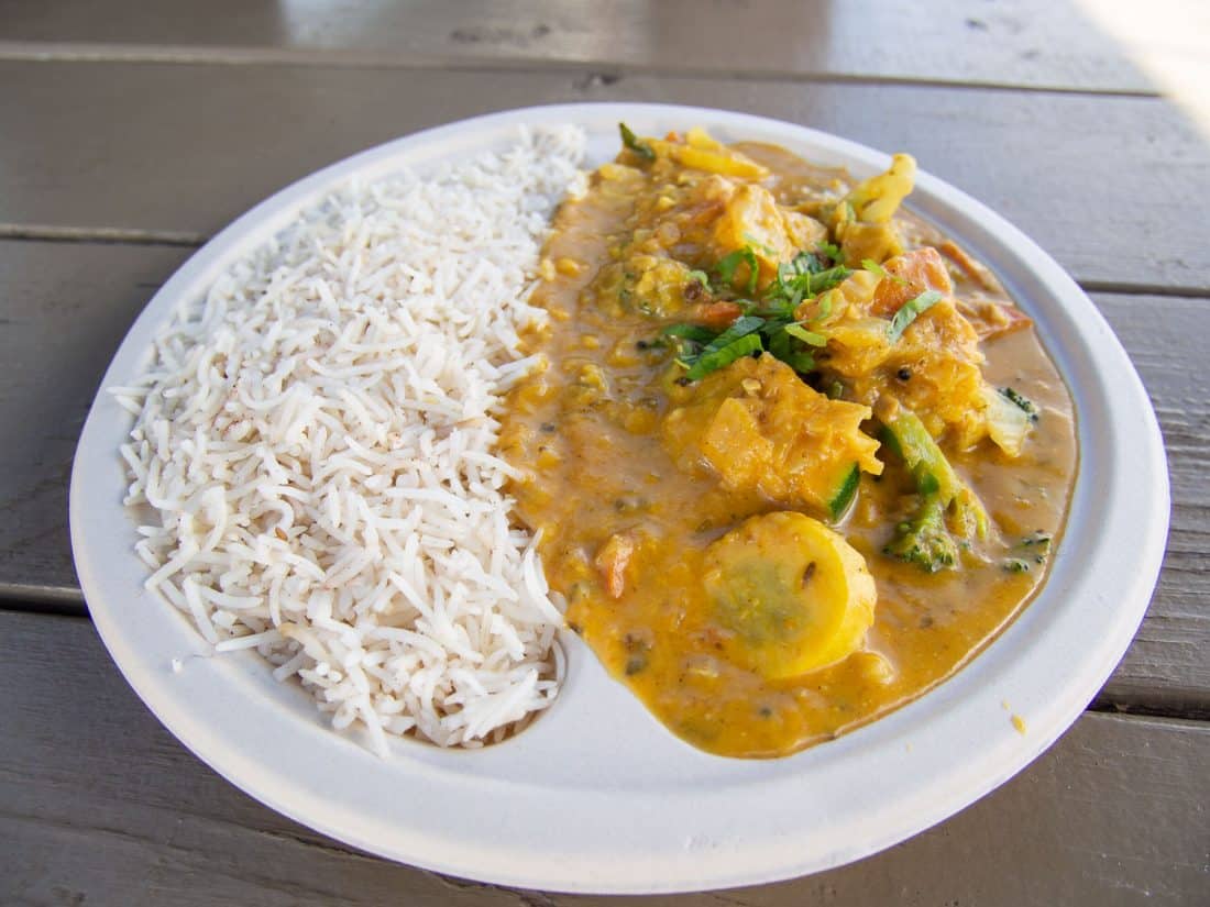 Vegetarian curry at Cafe Tumeric food truck in Hanalei, Kauai