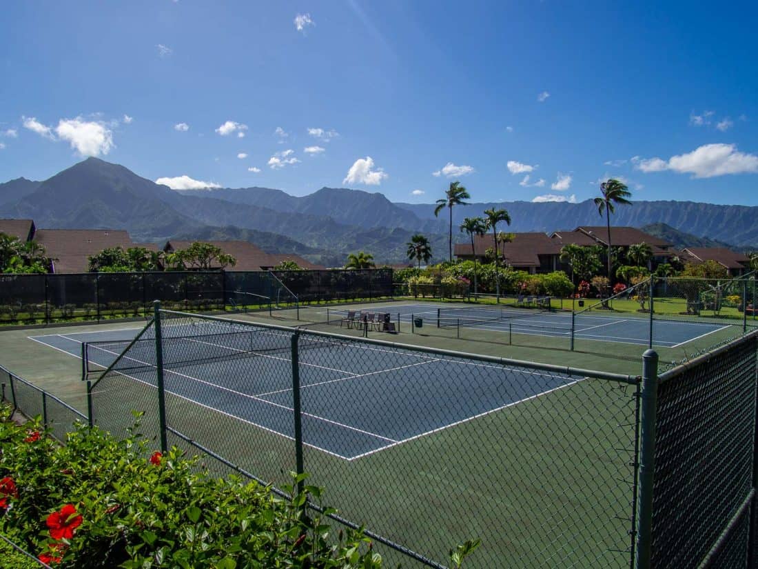 Some of the tennis courts at Hanalei Bay Resort