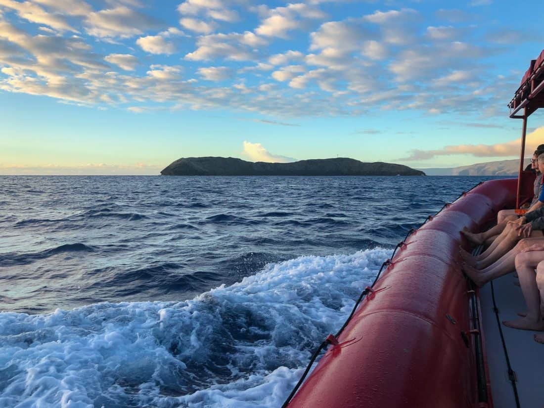 Sunrise view on a Redline Rafting snorkelling trip to Molokini Crater, Maui, Hawaii, USA