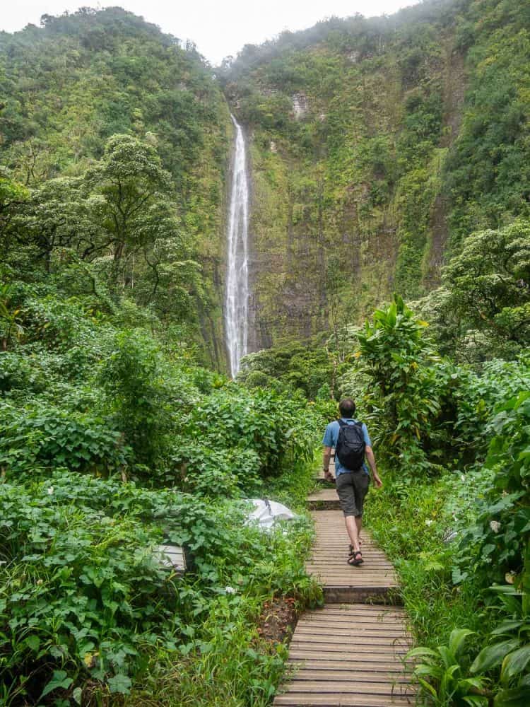 Waimoku Falls on the Pipiwai Trail near Hana, Maui, Hawaii, USA