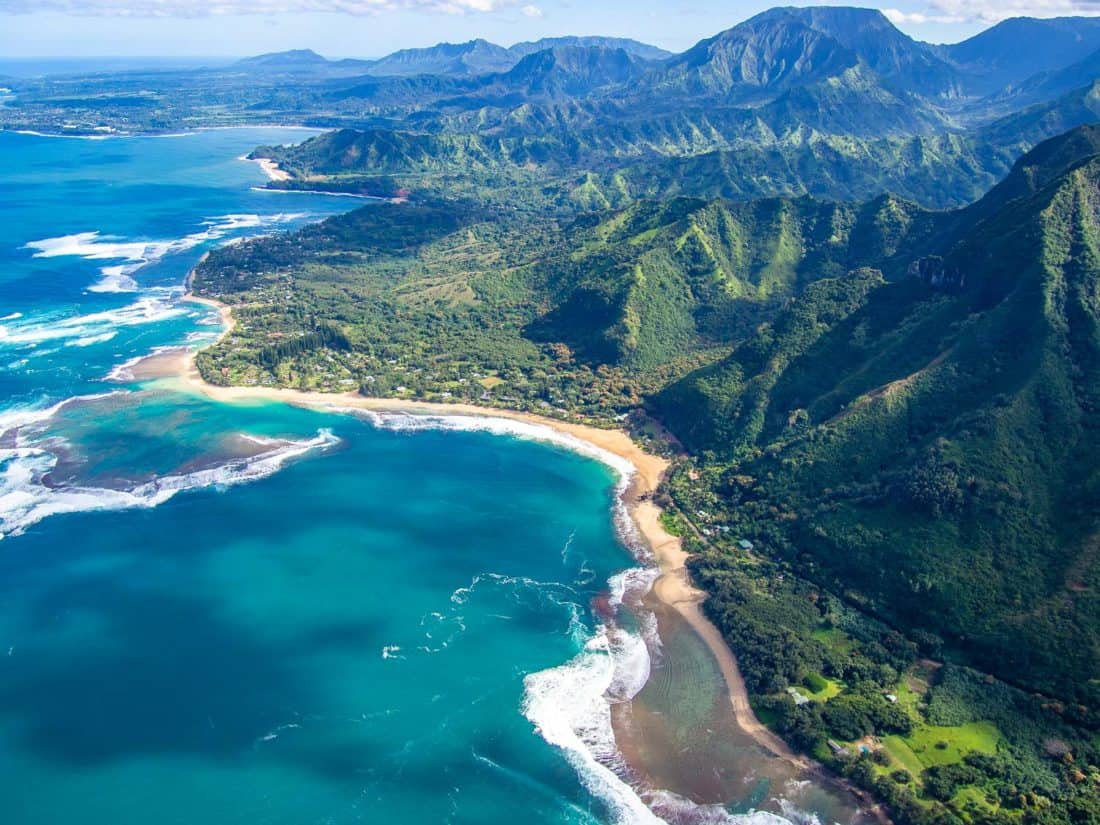Kauai's North Shore viewed from a helicopter