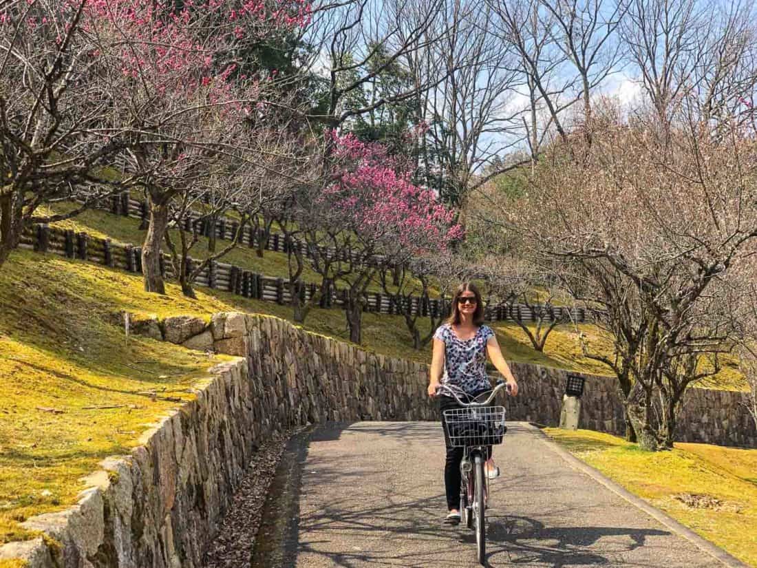 Cycling in Kyoto in my Tieks