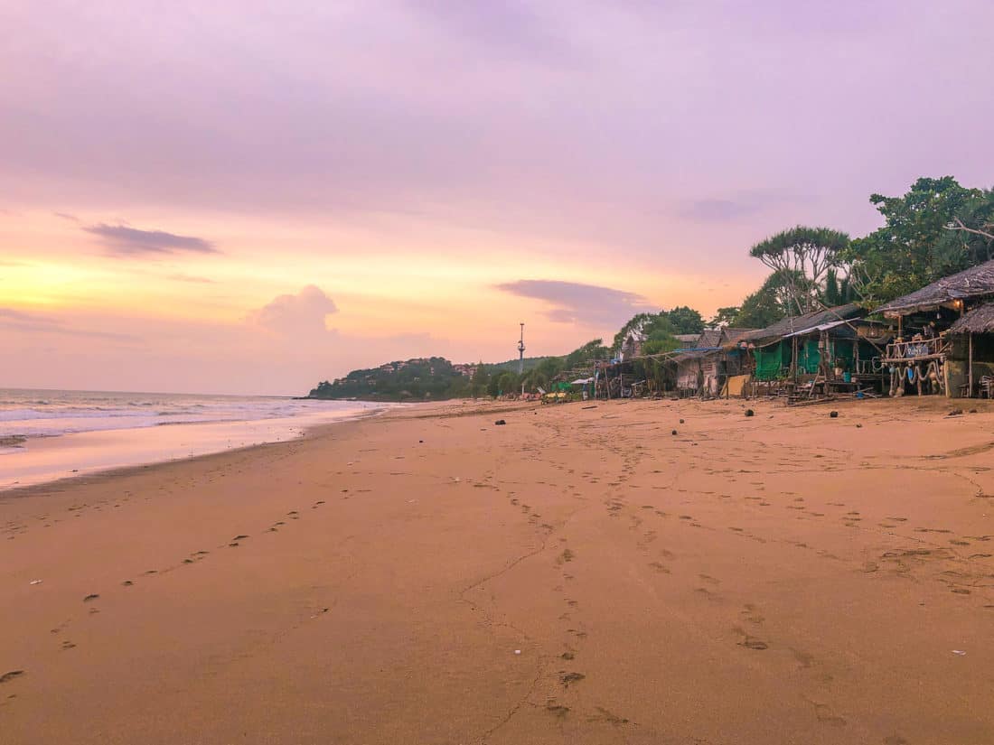 Beach bars on Khlong Nin at sunset, Koh Lanta, Thailand