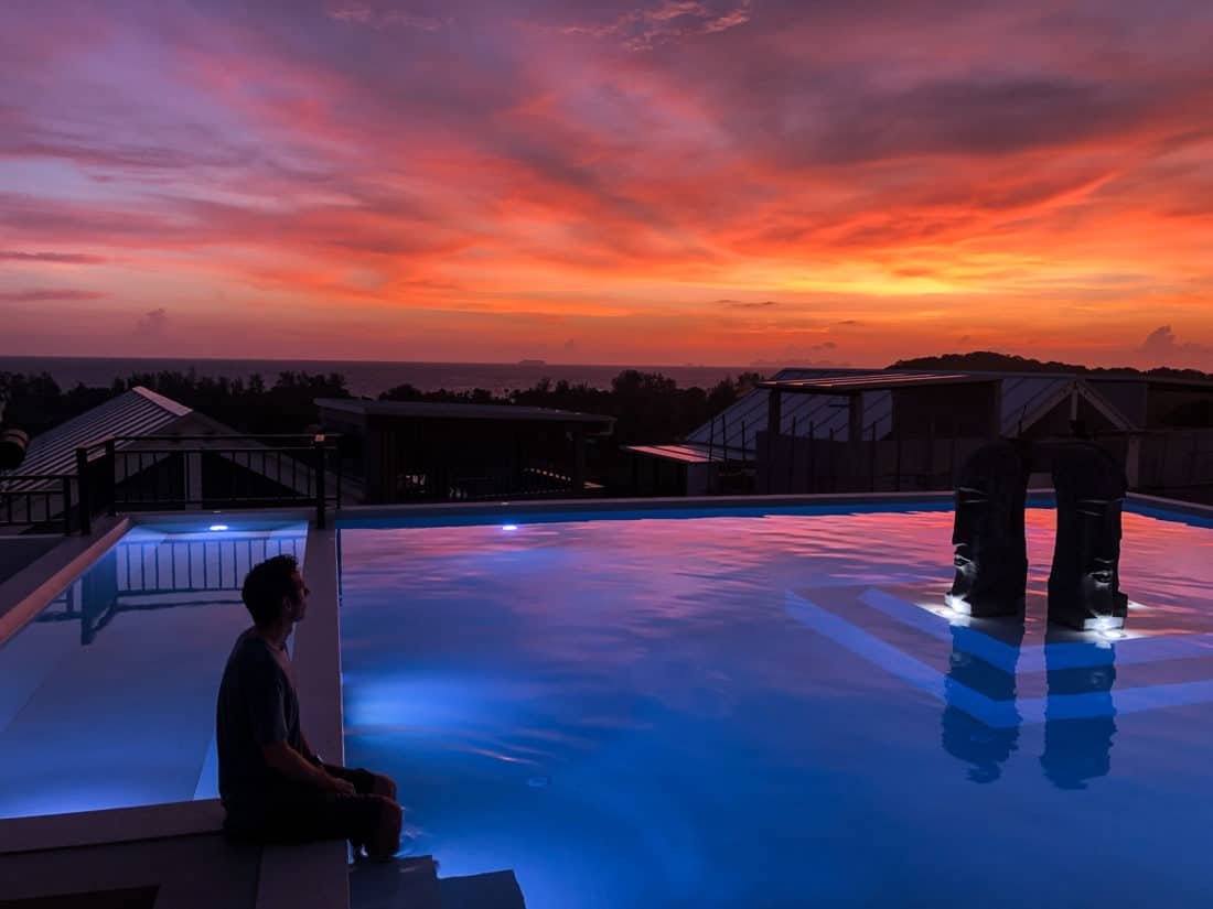 Sunset at the Malee Highlands pool on Koh Lanta